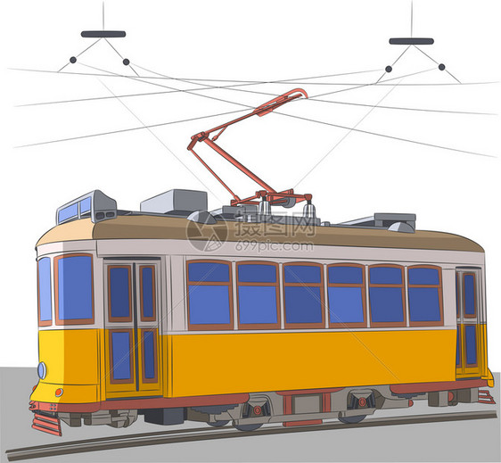 葡萄牙里斯本的旧黄色传统旅游电车图片
