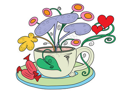茶杯有仙女花朵图片