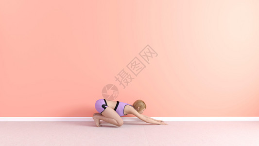 儿童瑜伽Pose妇女示范概念儿童瑜伽Pose图片