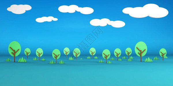 使用蓝天和云的清洁绿色环境背景图片