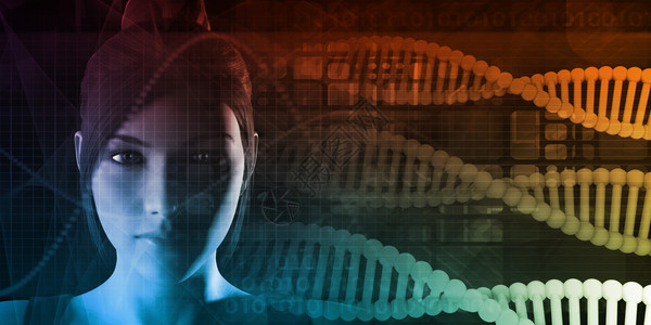 具有DNA序列数据的未来科学背景图片