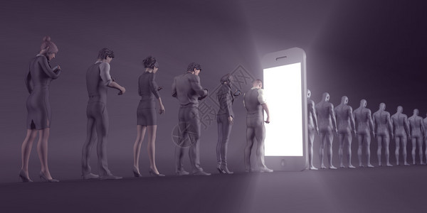 技术智能手机将人变成概念。技术智能手机将人变成概念。图片