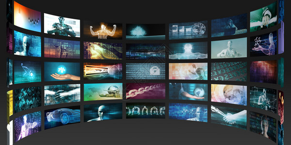 视频营销概念与流动屏幕墙的视频营销概念图片