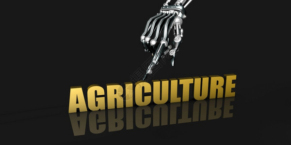 以机器人手指黑背景的农业工图片
