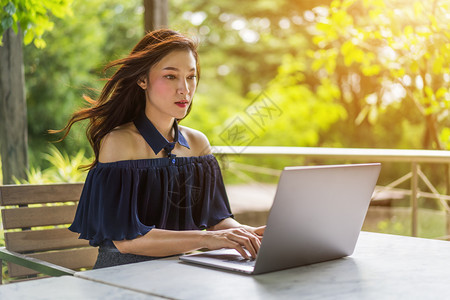 使用手提电脑的年轻妇女图片