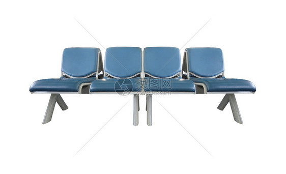 蓝色皮椅在白背景和剪切路径上被孤立图片