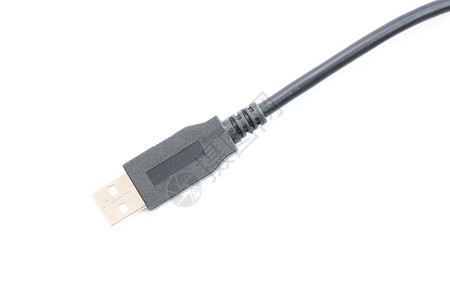 黑色USB插件在白色背景上被孤立图片