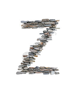 Z字体用来从白色背景与剪切路径隔绝的石墙上创建图片