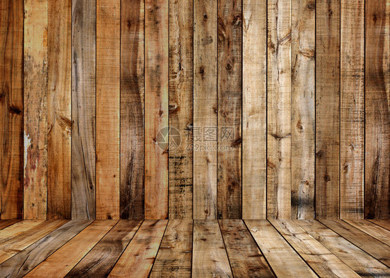 坚固的木墙和空地板在您工作概念中可以复制设计空间图片