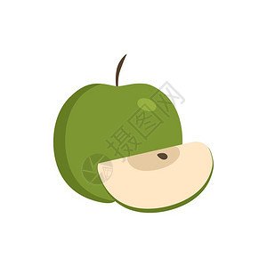 绿色苹果切成图标图片
