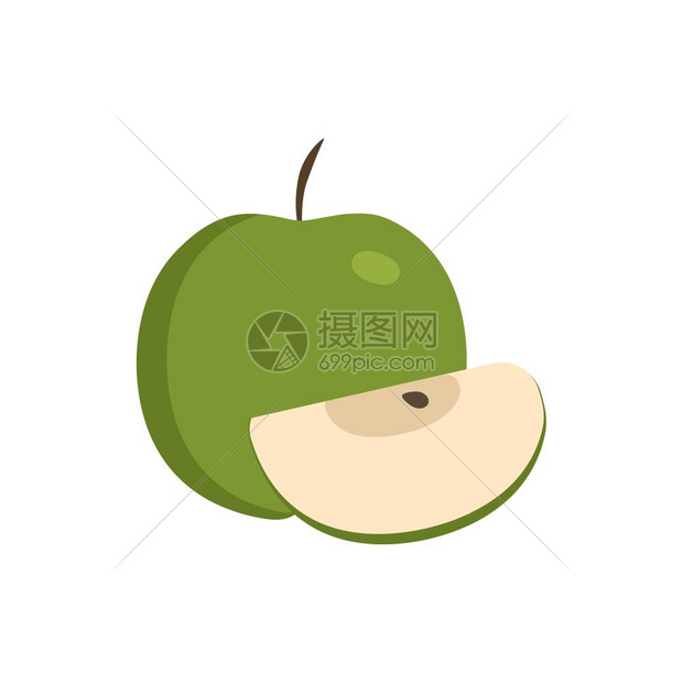 绿色苹果切成图标图片