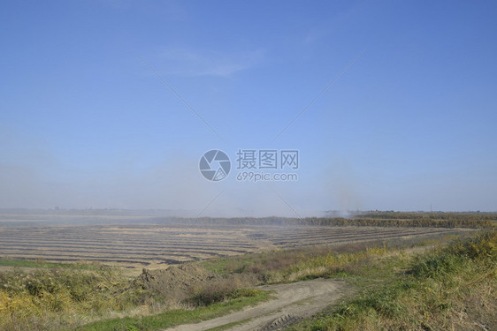 景观燃烧场在田野里焚烧稻草稻田景观燃烧场在田野里焚烧稻草稻田酒店图片