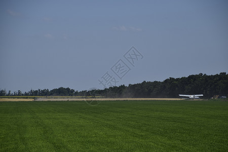 飞机在野外喷洒化肥和杀虫剂图片