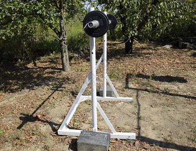 后院的体育设备重量提升棒体力架棒在后院的体育设备图片
