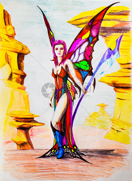 手握蝴蝶翅膀和的女精灵用铅笔画的美丽精灵格手握蝴蝶翅膀和的女精灵用铅笔画的美丽精灵格图片