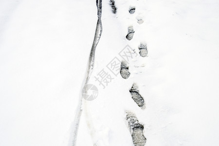 雪地里的人类脚印雪中的小路雪地里的人类脚印雪中的小路图片