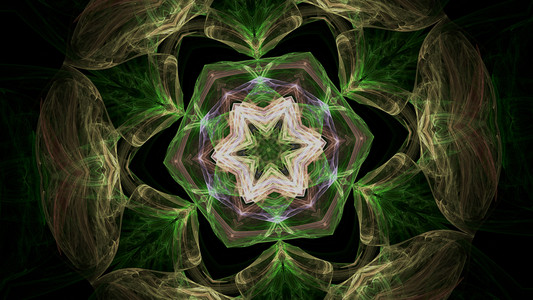 绿色抽象万花筒与线条电脑生成现代抽象背景3d渲染绿色抽象万花筒与线条计算机生成的现代抽象背景三维渲染图片