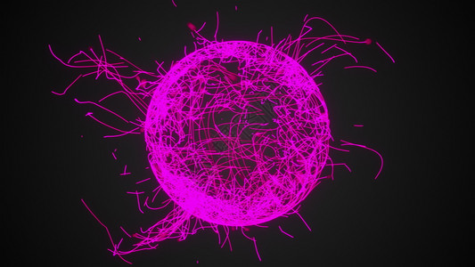 三维渲染计算机生成的球体或球上的无数霓虹涂鸦粒子和线的黑色背景3d渲染计算机生成的球体或球体由大量霓虹粒子和黑色背景上的线条组成图片