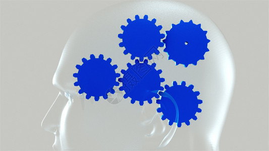 人头的旋转齿轮3D思维过程的翻版计算机创造了背景旋转齿轮在头部中翻版图片
