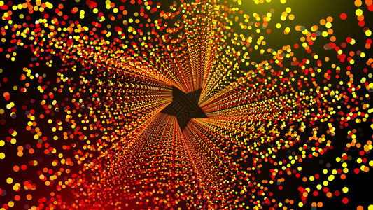 星形隧道在空间中有许多发光环状粒子计算机生成了抽象背景3D转换星形隧道在空间中有许多发光环状粒子3D转化了图片