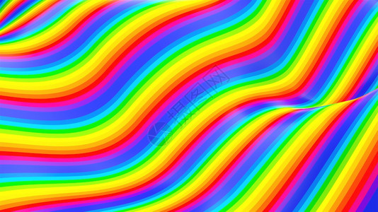 多色优雅的卷状线条计算机以彩色3D显示D生成表面多彩卷纹条图片