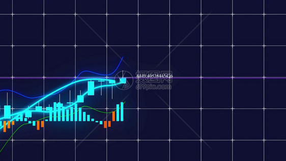 计算机生成了商业背景3D正在增长的股票市场投资交易的烛台图图片