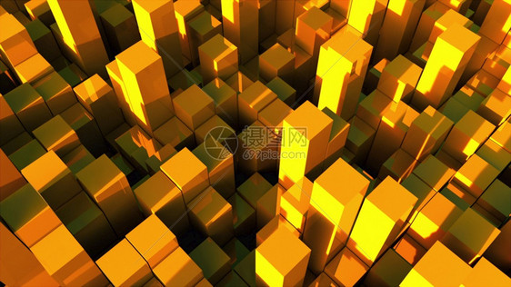 计算机产生抽象表面3d造成许多不同层次的金矩形背景计算机产生抽象区域图片