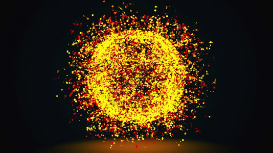 三维渲染计算机生成的抽象球体或黑色背景上闪烁的金色粒子球三维渲染计算机生成的抽象球体上的金色微光粒子的黑色背景图片