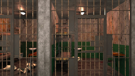 计算机产生了背景两个楼层上几阴暗的空牢房三个楼层上有几阴暗的牢房计算机产生了背景两个楼层上几阴暗的牢房图片