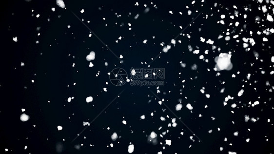 许多雪花在空气中随机缓慢地落下计算机生成了3D黑底雪许多花在空气中随机缓慢地坠落图片