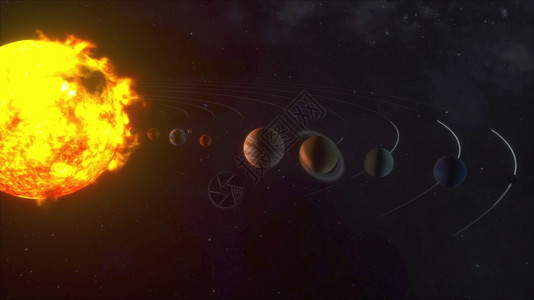 3d宇宙背景d太阳系行星轨道运动模型生成计算机太阳系行星轨道运动模型生成计算机图片