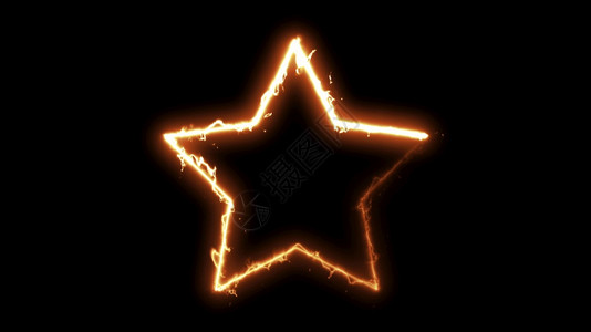 计算机生成了黑色背景的火能恒星3D抽象的火循环抽象的火循环图片