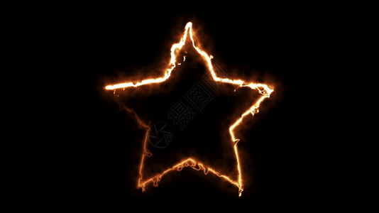 计算机生成了黑色背景的火能恒星3D抽象的火循环抽象的火循环背景图片