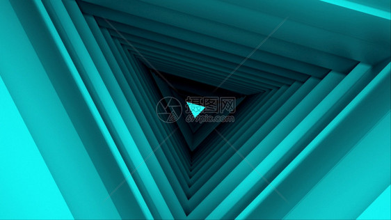 计算机生成三角隧道未来空间旋转三角走廊内的空间3D转换抽象背景3d转换抽象背景图片