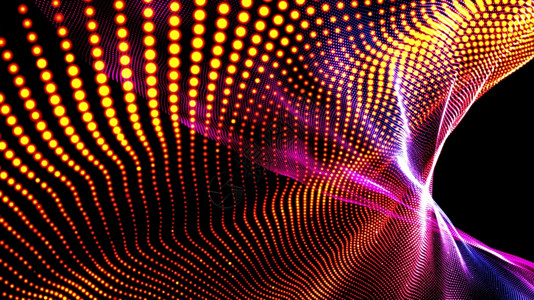 螺旋表面有闪亮点的圆线计算机生成了3d的抽象背景图片