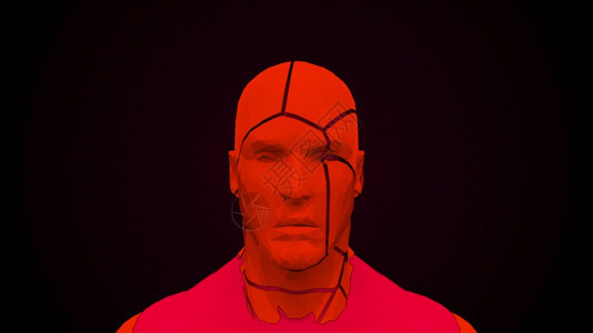 人头脸部崩溃电脑产生未来背景3D造成头部畸形3D造成头部畸形人崩溃电脑产生现代背景3D造成头部变形图片