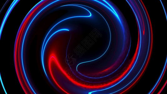 计算机以抽象螺旋生成背景3D循环合并亮色线计算机生成抽象扭曲背景图片