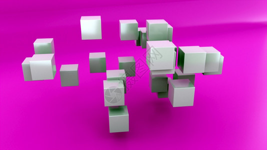 计算机从立方体中生成了抽象几何形状3d生成了不真实的构造现代背景图片