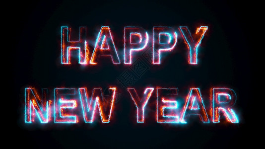 新年快乐计算机生成燃烧刻录大写字母3D祝贺背景d刻录背景图片
