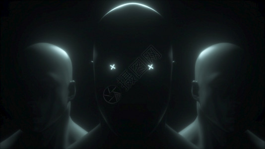 3个人头眼睛有光线3人头计算机产生未来背景3人头计算机产生未来背景图片