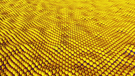 许多金球的抽象卷状表面3D翻版背景现代计算机生成许多金球的瓦维表面翻版背景现代计算机生成图片