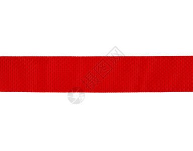 纺织拼在白色背景上隔离的红色纺织胶带关闭背景