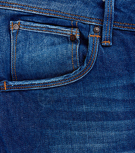 蓝色经典牛仔裤前口袋整框关上图片