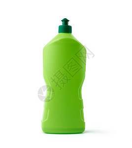 绿色塑料瓶有洗涤剂白色背景关上图片