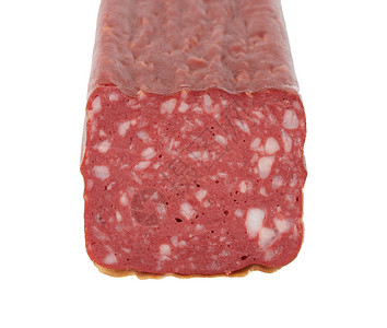 切片的熏肉香肠和切片的熏肉香肠切片的培根孤立在白色背景上食物作为零图片