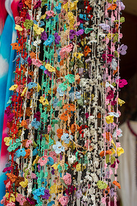 色彩图土耳其色彩多的针头工作刺绣花为背景背景