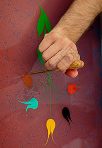 以ebru或传统的Marbling艺术来表达多彩的郁金香图片