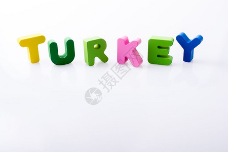 TURKEY字词用多彩的母区块写图片