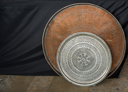 土耳其传统古董装饰手工制造金属托盘图片