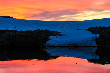 南极洲的日落洲的风景图片